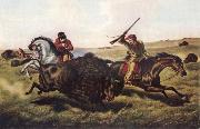 Tait Arthur Fitzwilliam Life on the Prairie-The Buffalo Hunt oil painting